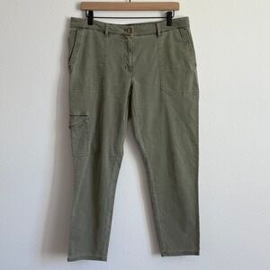 J. Jill Cargo Pants Petite Olive Green Utility Tapered Leg Cotton Tencel Stretch